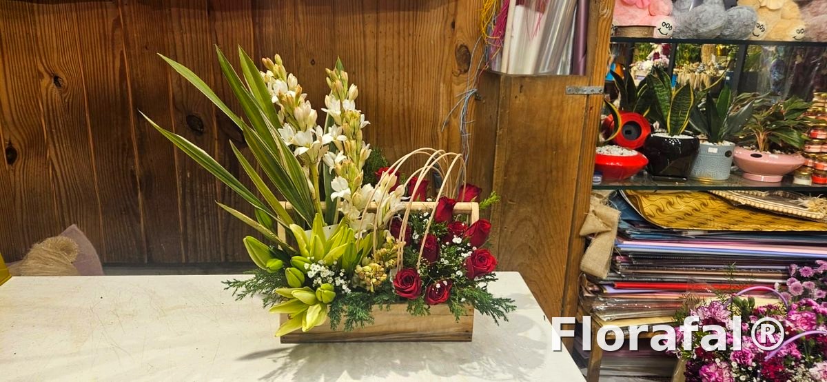 Coral Hat Box Arrangement